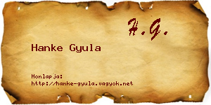 Hanke Gyula névjegykártya